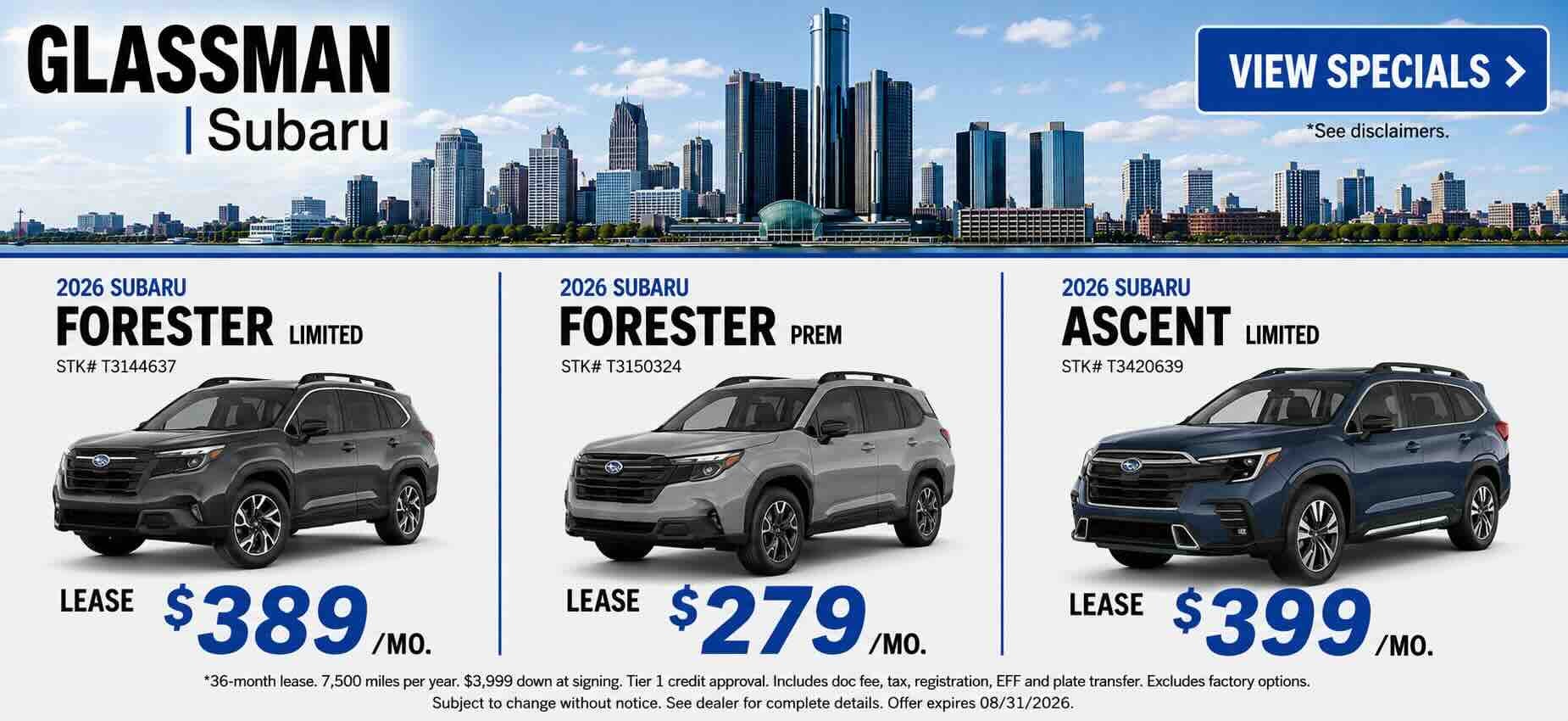 August Subaru lease offers